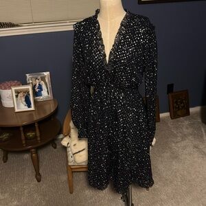 Kate Spade Navy V-Neck Dress with metallic star print